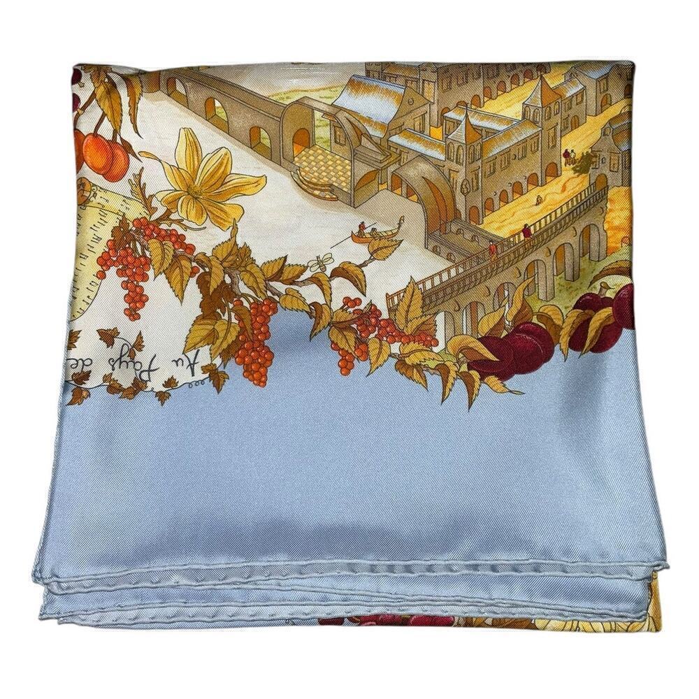 Hermes Carré Scarf 90cm AU PAYS DE COCAGNE Light blue - Picture 4 of 12